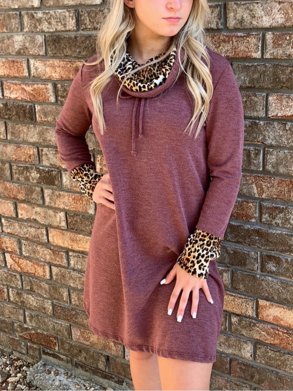 Vision USA Cowl Neck Long Sleeve Midi Dress Size Small